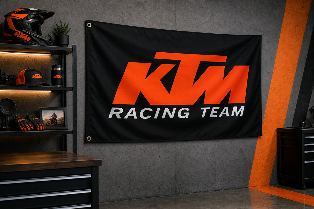 KTM Racing Flag Banner 3x5 Ft Motorcycle Man Cave Garage Wall Decor