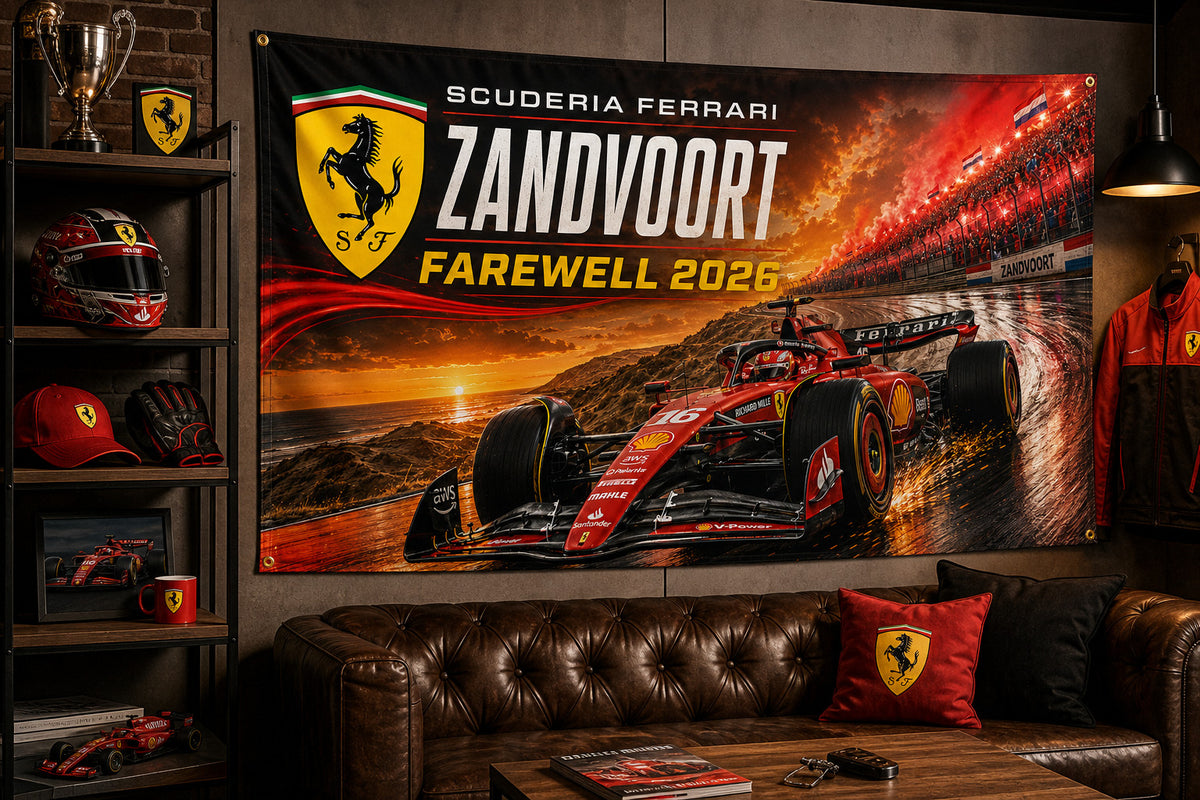 Ferrari F1 Zandvoort Farewell Logo Flag Banner 3x5 Ft Garage Man Cave Wall Decor