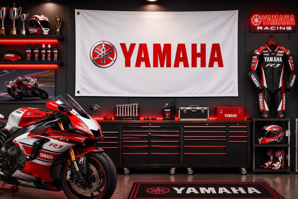 Yamaha Moto Racing Flag 3x5 Garage Man Cave Motorcycle Wall Banner