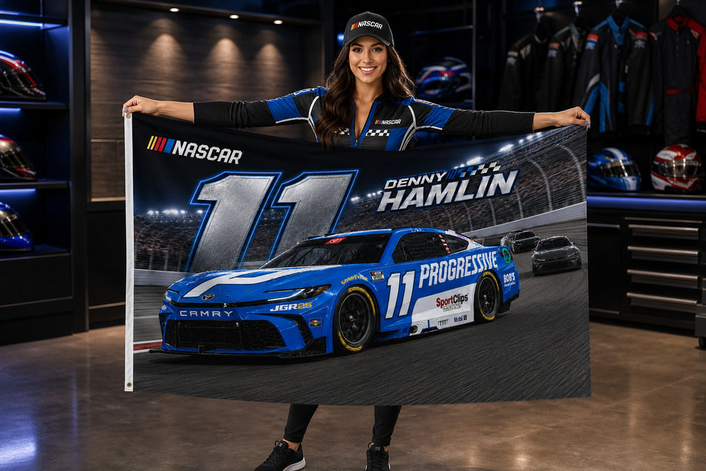 NASCAR Denny Hamlin #11 Fans Logo Flag Banner 3x5 Ft Garage Man Cave Wall Decor