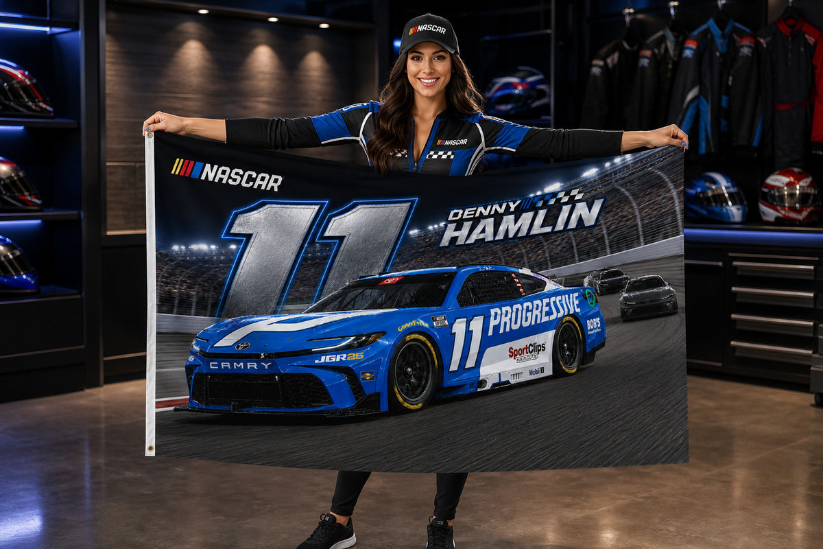 NASCAR Denny Hamlin #11 Fans Logo Flag Banner 3x5 Ft Garage Man Cave Wall Decor