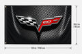 Chevrolet Corvette Fans 60th years Logo Flag Banner 3x5 Ft Garage Man Cave Wall