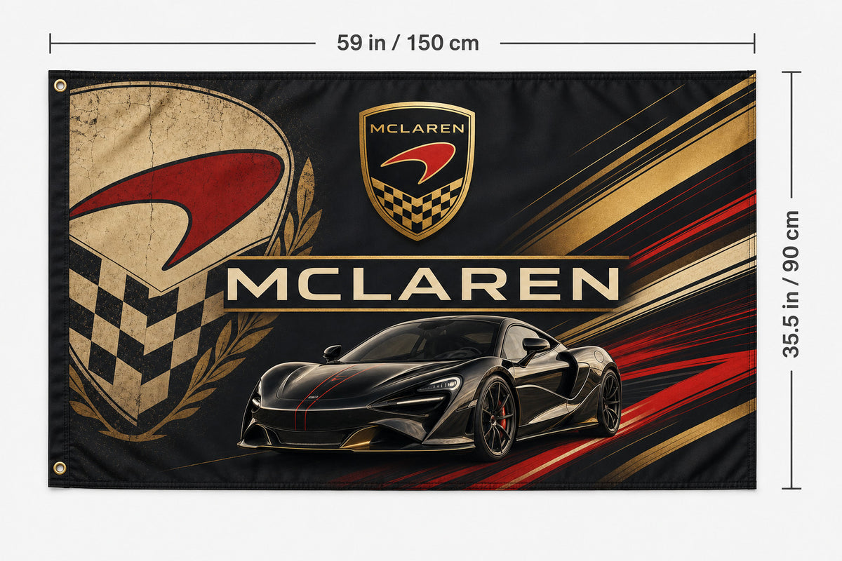 McLaren Logo Flag Banner 3x5 Ft Garage Man Cave Wall Decor Mcl 6GT Gts Artura