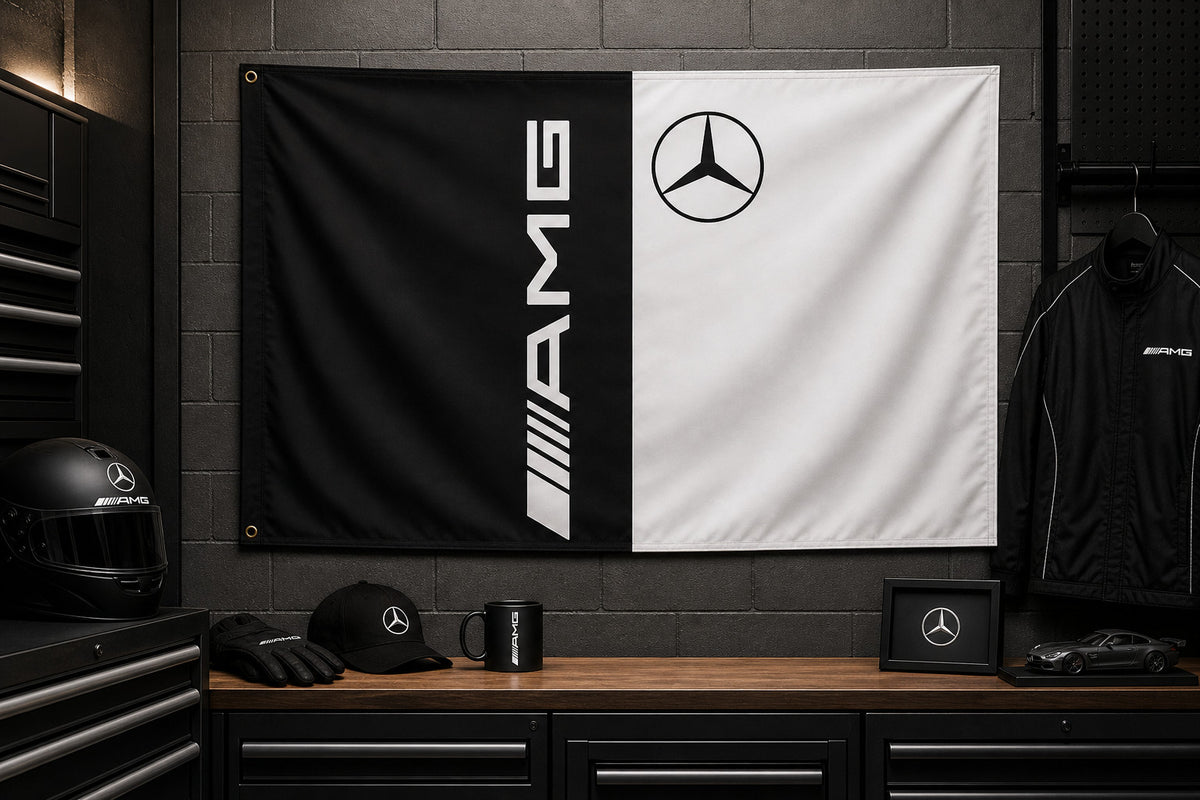 Mercedes-AMG Fans Logo Flag Banner Multiple Sizes Garage Man Cave Wall
