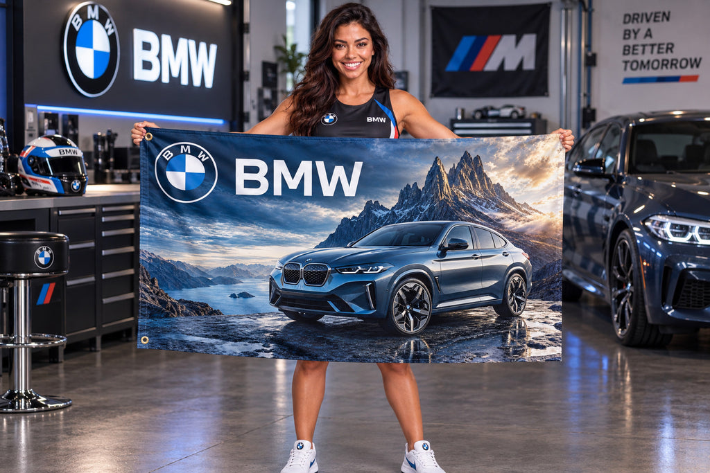 BMW IX4 Flag Banner 3x5 Ft Garage Man Cave Wall Decor
