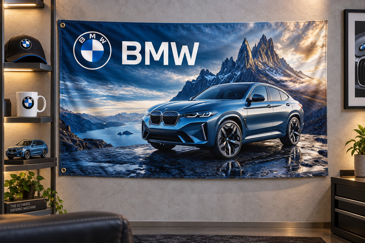BMW IX4 Flag Banner 3x5 Ft Garage Man Cave Wall Decor