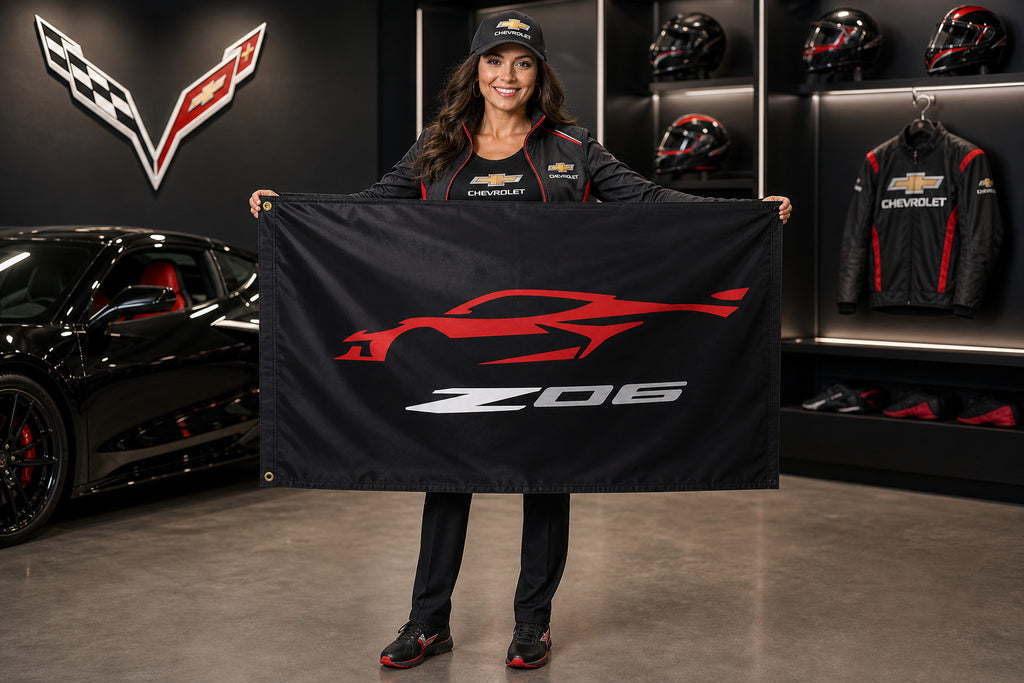 Chevrolet Corvette Z06 Fans Logo Flag Banner 3x5 Ft Garage Man Cave Wall