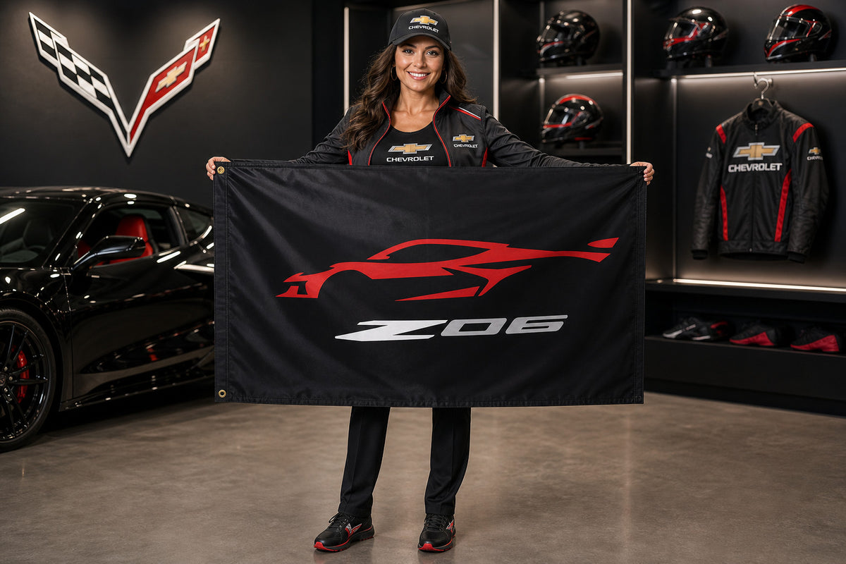 Chevrolet Corvette  Z06 fans Logo Flag Banner 3x5 Ft Garage Man Cave Wall