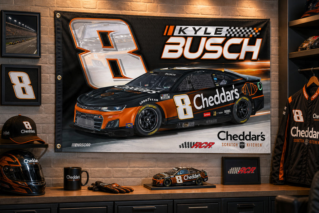 NASCAR Kyle Busch #8 Car Racing Fans Logo Flag Banner 3x5 Garage Man Cave Wall
