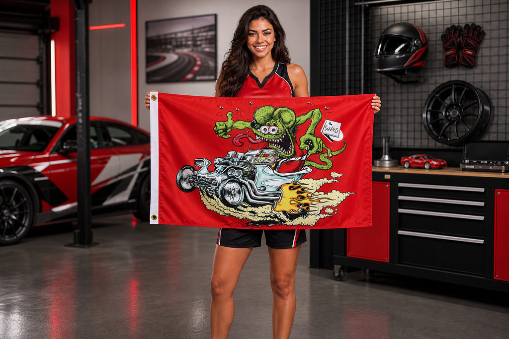 Rat Fink Flag Banner 3x5 Ft Garage Wall Decor Hot Rod Speed Shop Auto Garage