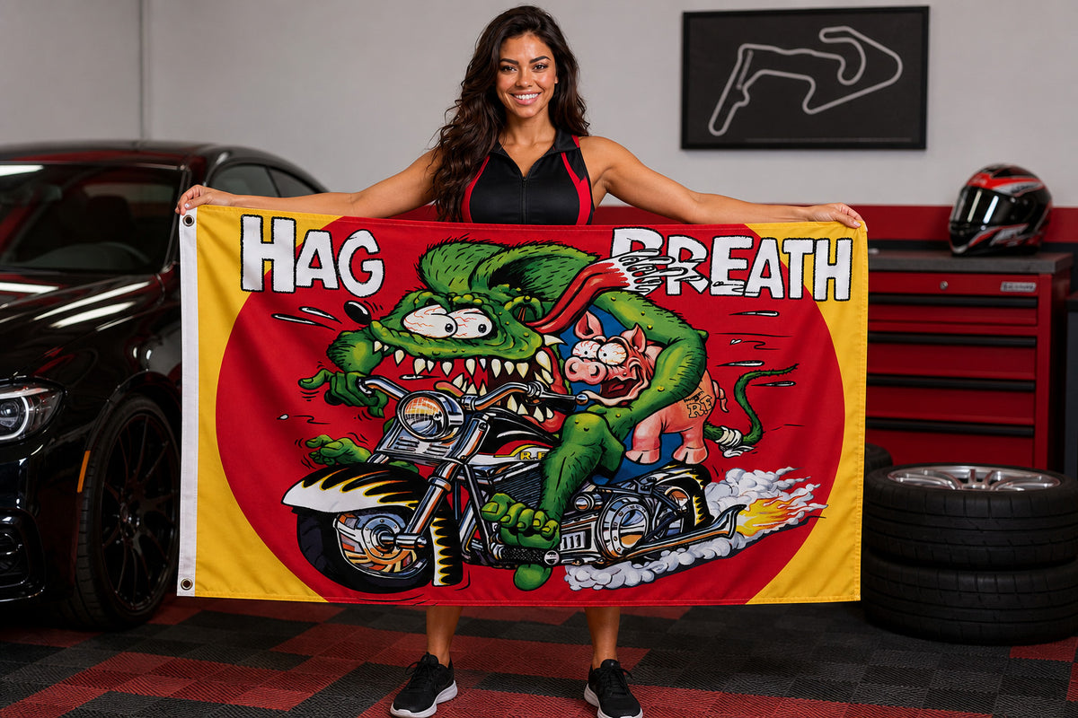 Rat Fink Flag Hag Breath Banner 3x5 Ft Motorcycle Man Cave Garage Wall Decor