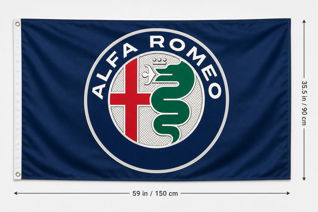 NEW Big Logo ALFA ROMEO BLACK FLAG BANNER SIGN 3X5 FEET MITO BRERA