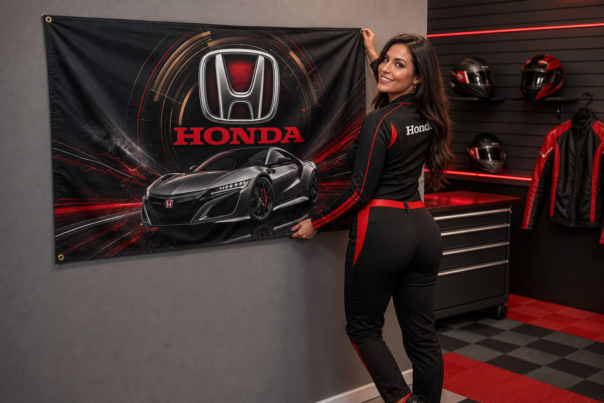 Honda Logo Racing Car Flag Banner 3x5 Ft Garage Man Cave Wall Decor
