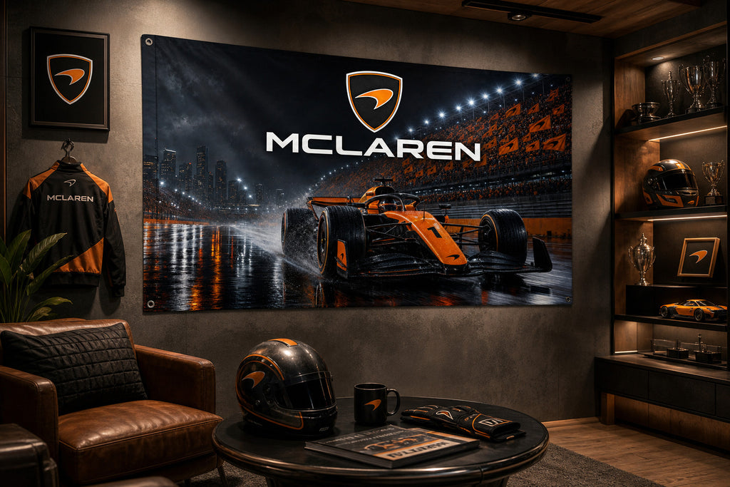 McLaren F1 Racing Lando Logo Flag Banner 3x5 Ft Garage Man Cave Wall Decor
