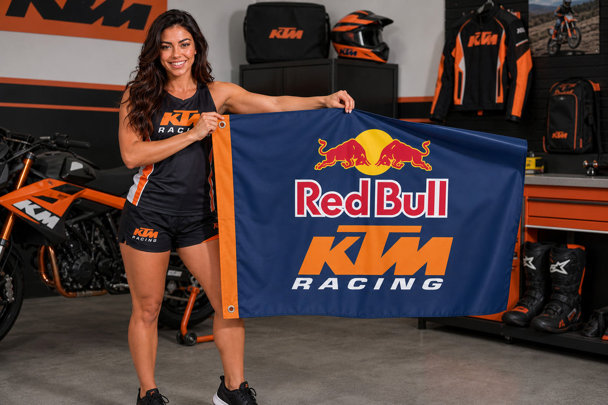 KTM Racing Red Bull GP1 Motorcycle Flag Banner 3x5 Ft Garage Wall Decor
