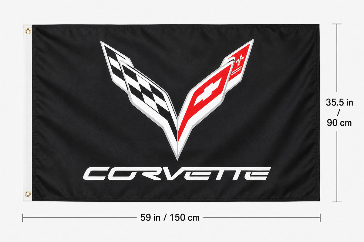 Chevrolet Corvette Fans Logo Flag Banner 3x5 Ft Garage Man Cave Wall