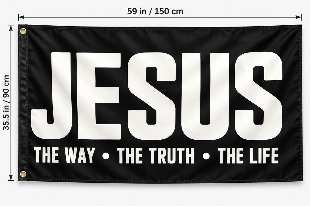 Religious Jesus The Way Truth Life Logo Flag Banner 3x5 Ft Room Church Decor