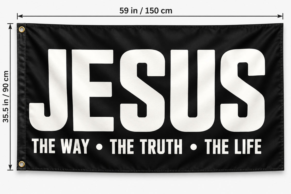 Religious Jesus The Way Truth Life Logo Flag Banner 3x5 Ft Room Church Decor