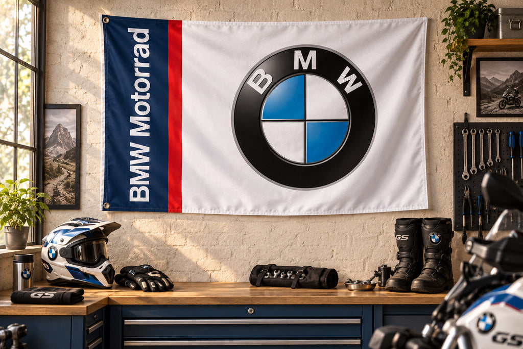 BMW Motorrad Flag Banner 3x5 Ft Motorcycle Man Cave Garage Wall Decor Motorbike