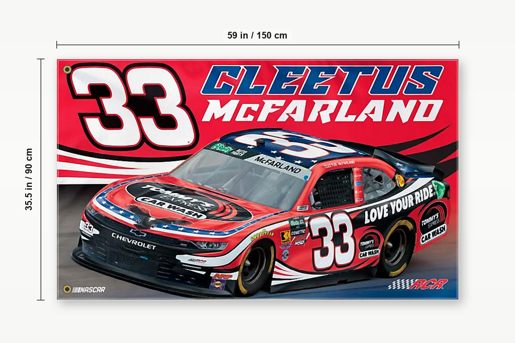 NASCAR Cleetus McFarland #33 Racing Car Fans Logo Flag Banner 3x5 Ft Garage Wall