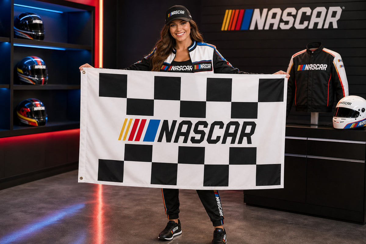 NEW NASCAR Logo Flag Banner 3x5 Ft Garage Man Cave Wall Decor