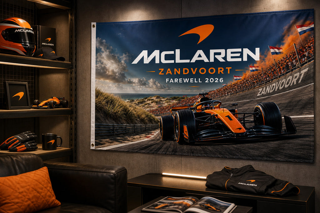 McLaren F1 Zandvoort Farewell 2026 Logo Flag Banner 3x5 Ft Garage Wall Decor