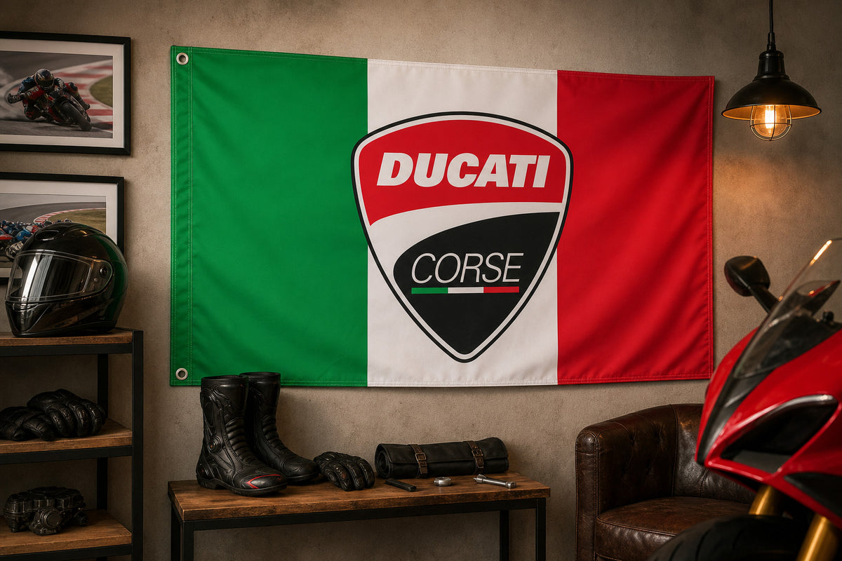 Ducati Corse Racing Flag Banner 3x5 Ft Motorcycle Man Cave Garage Wall Decor