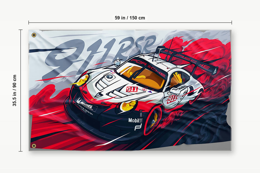 Porsche 911 Fans Logo Flag Banner 3x5 Ft Garage Man Cave Wall