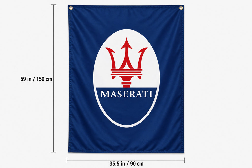 Maserati Automotive Flag Banner 3x5 Ft Vertical Garage Wall Decor Ghibli Levante