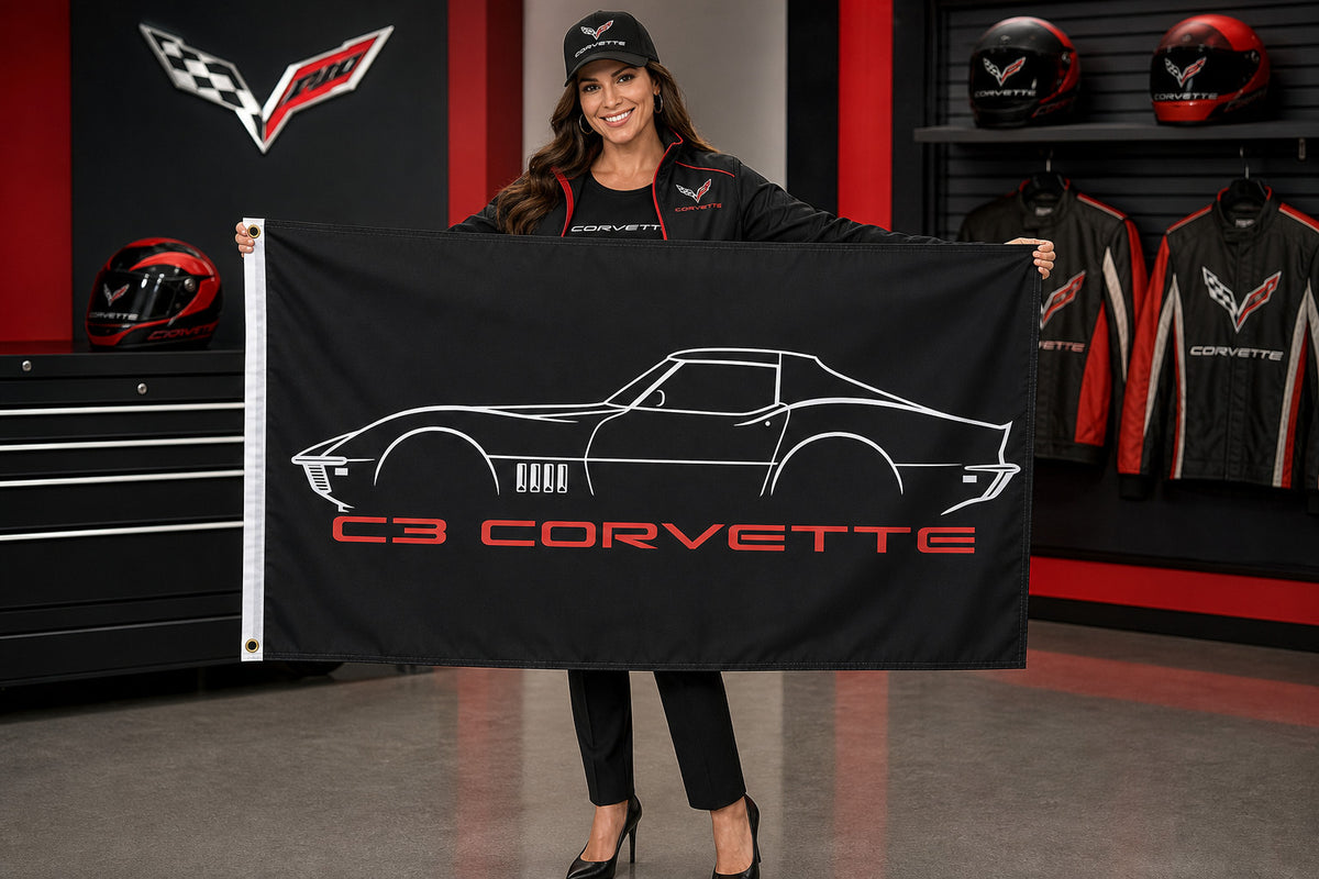 Chevrolet Corvette C3 Fans Logo Flag Banner 3x5 Ft Garage Man Cave Wall
