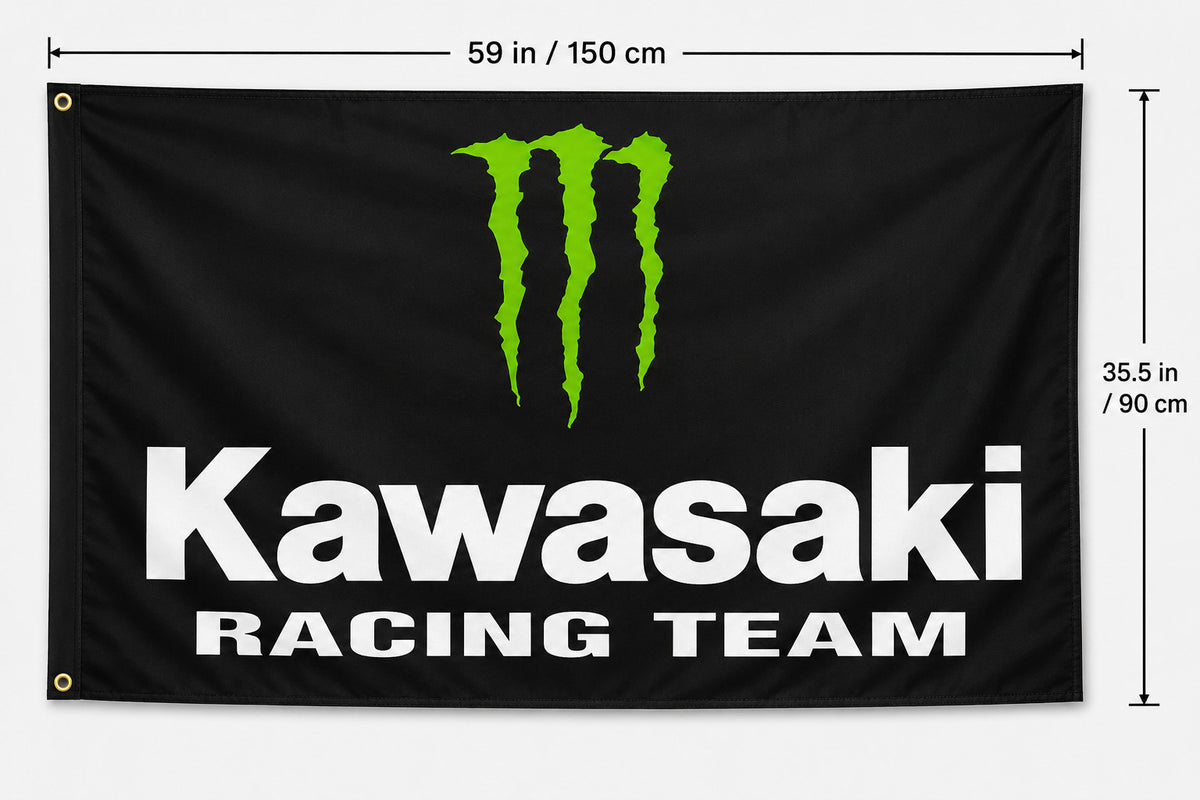 Kawasaki Racing Team Flag Banner 3x5 Ft Garage Wall Decor Man Cave