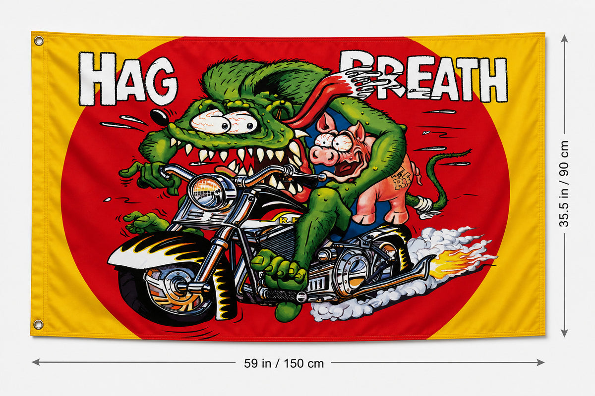 Rat Fink Flag Hag Breath Banner 3x5 Ft Motorcycle Man Cave Garage Wall Decor