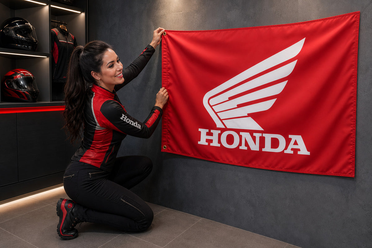Honda Motorcycle Car Racing Fans Logo Flag Banner 3x5 Ft Garage Man Cave Wall