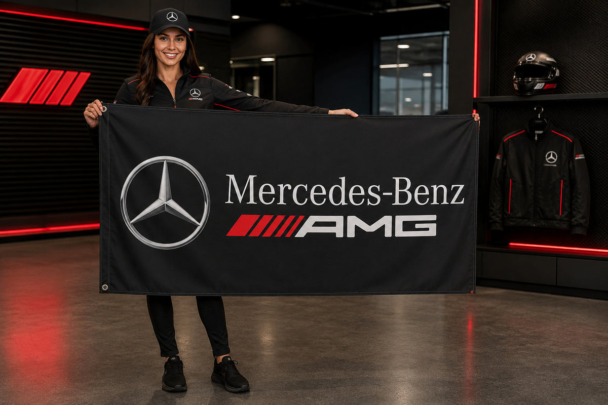 Mercedes-AMG 3X5FT Fans Logo Flag Banner 3x5 Ft Garage Man Cave Wall