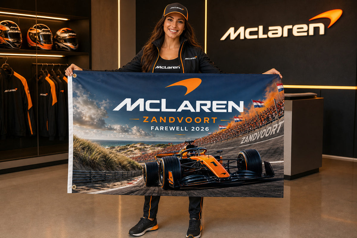 McLaren F1 Zandvoort Farewell 2026 Logo Flag Banner 3x5 Ft Garage Wall Decor