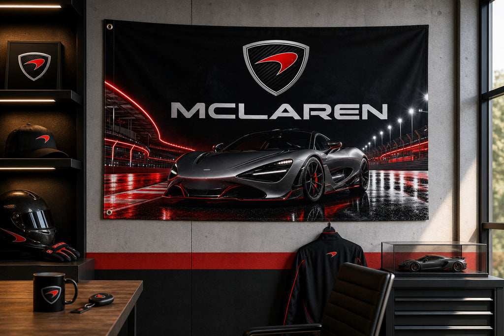 McLaren Racing Logo Flag Banner 3x5 Ft Garage Man Cave Wall Decor