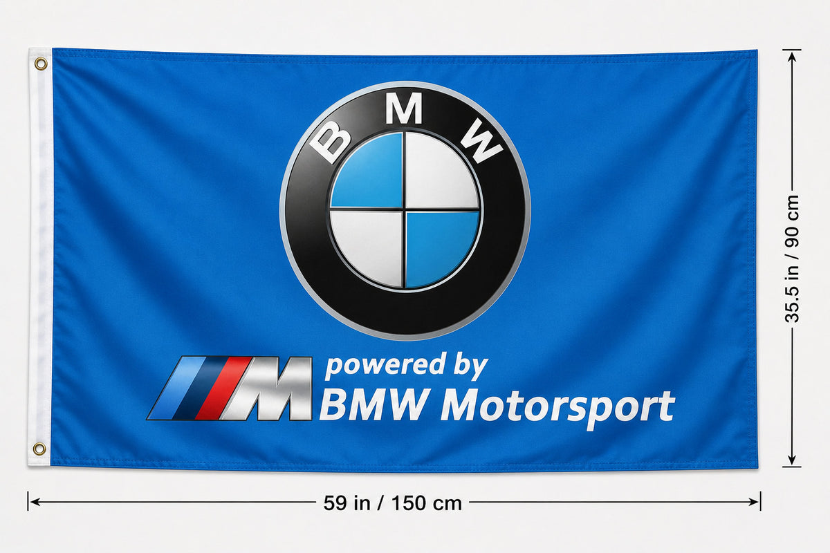 BMW Racing Flag Banner blue 3x5 Ft Garage Wall Decor mg race Outdoor workshop