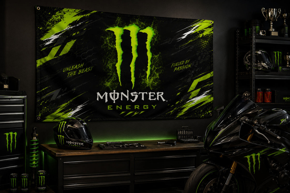 NEW Monster Energy Drink Unleash the Beast 3x5 Ft Flag Banner Mancave Decor