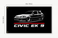 Honda Civic EK9 Type R Fans Logo Flag Banner 3x5 Ft Garage Man Cave Wall JDM