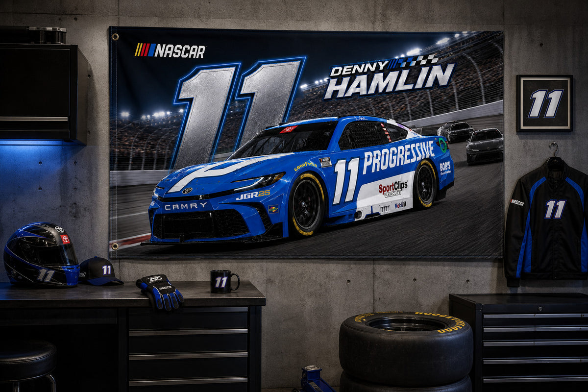 NASCAR Denny Hamlin #11 Fans Logo Flag Banner 3x5 Ft Garage Man Cave Wall Decor