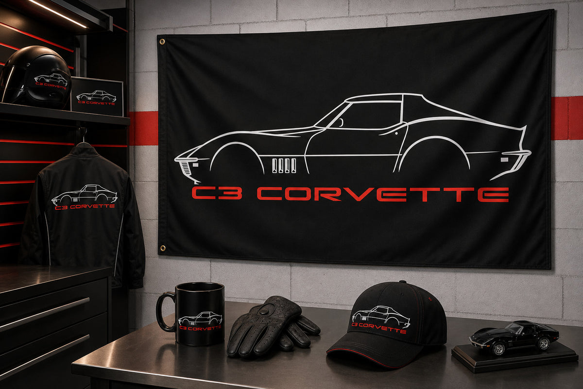 Chevrolet Corvette C3 Fans Logo Flag Banner 3x5 Ft Garage Man Cave Wall