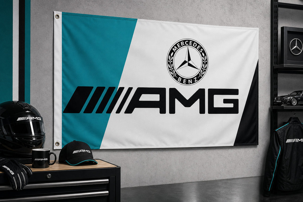 Mercedes-AMG Fans Logo Flag Banner 3x5 Ft Garage Man Cave Wall