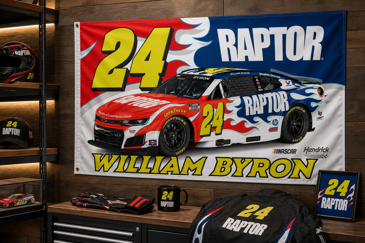 NASCAR Fans Logo William Byron #24 Car Flag Banner 3x5 Ft Garage Man Cave Racing