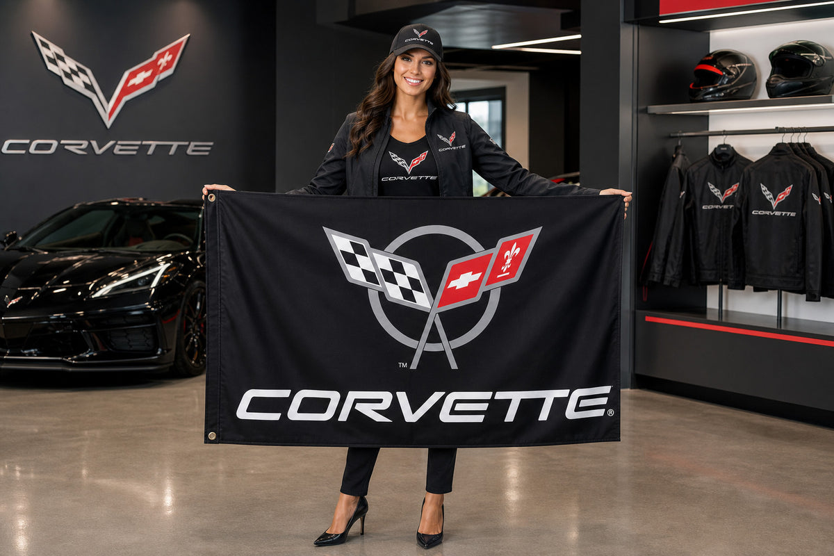 Chevrolet Corvette 3X5FT Fans Logo Flag Banner 3x5 Ft Garage Man Cave Wall
