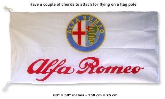 Big NEW ALFA ROMEO WHITE FLAG BANNER SIGN 3X5 FEET MITO BRERA