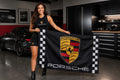 Porsche Checkered Fans Logo Flag Banner 3x5 Ft Garage Man Cave Wall