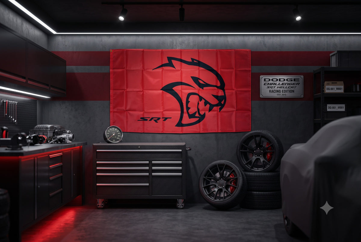 NEW SRT Hellcat RED Flag 3 x 5 Banner Man Cave Sign Dodge hemi 7 charger