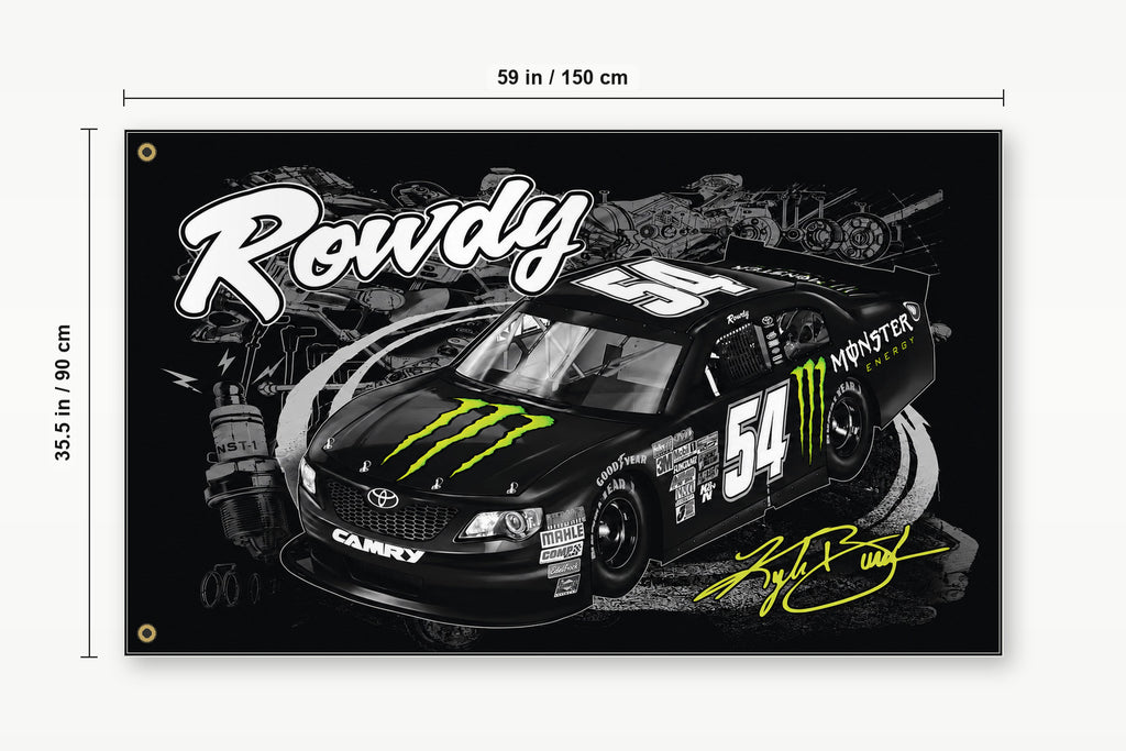 NASCAR Fans Monster Energy Kyle Busch #54 Rowdy Logo Flag Banner 3x5 Ft Racing