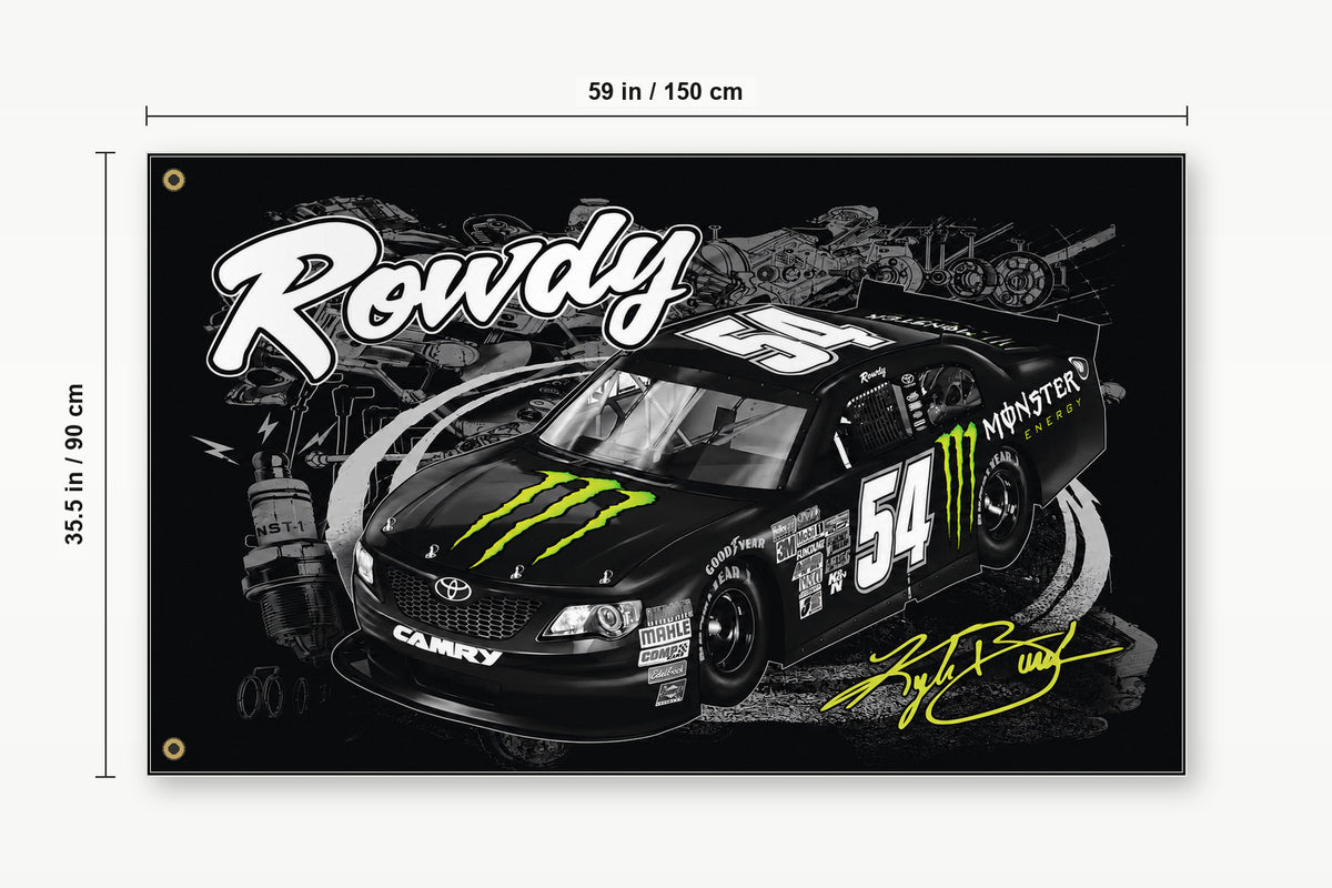 NASCAR Fans Monster Energy Kyle Busch #54 Rowdy Logo Flag Banner 3x5 Ft Racing