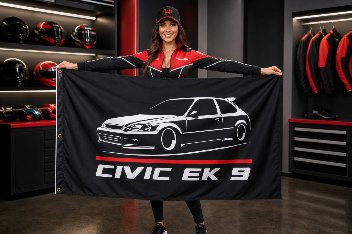 Honda Civic EK9 type R Fans Logo Flag Banner 3x5 Ft Garage Man Cave Wall JDM